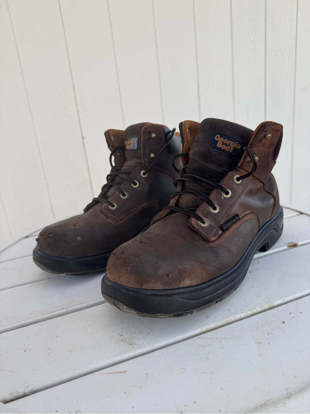 Georgia Boot Brown Leather Lace-Up Work Boots